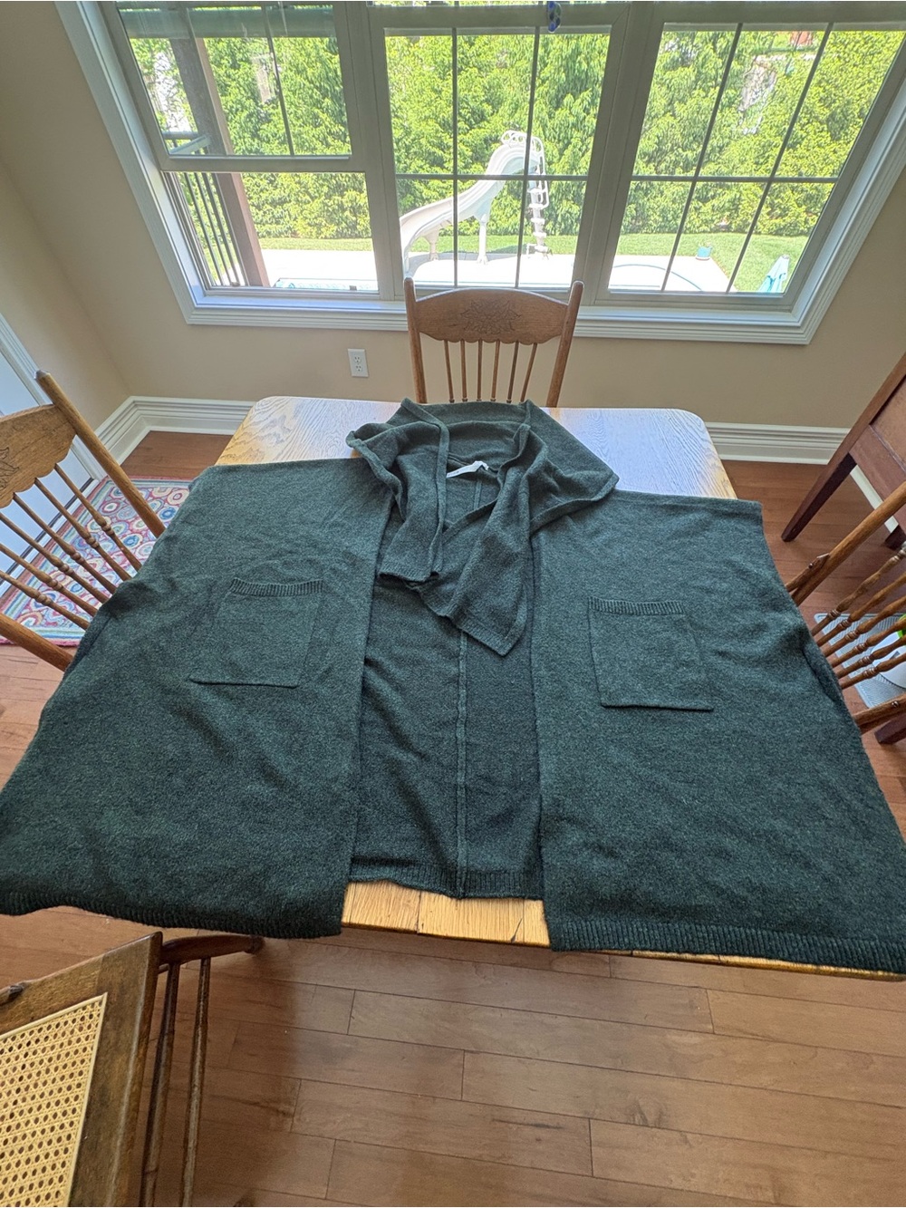 Free People Ellie Scarf Wrap Duster Cape Cardigan Green One Size